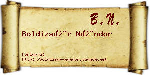 Boldizsár Nándor névjegykártya